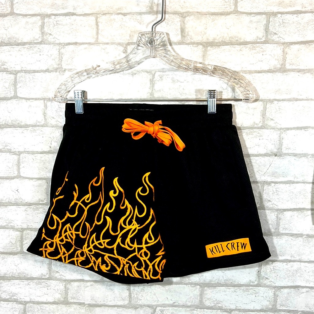 Kill crew black orange flames shorts size M